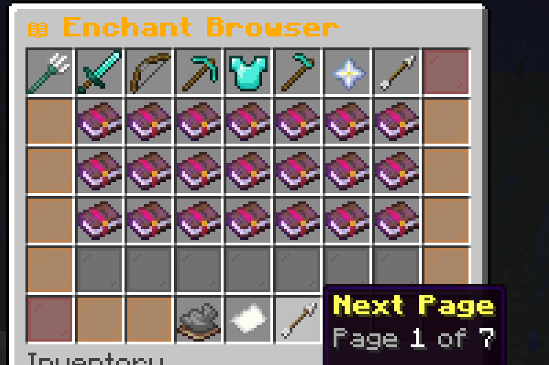 The enchant browser, filtered by item type