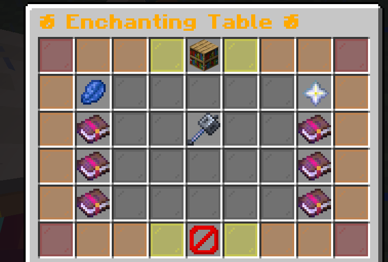 The enchanting table with vanilla offers left and custom offers right