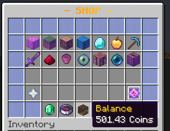 The shop front page