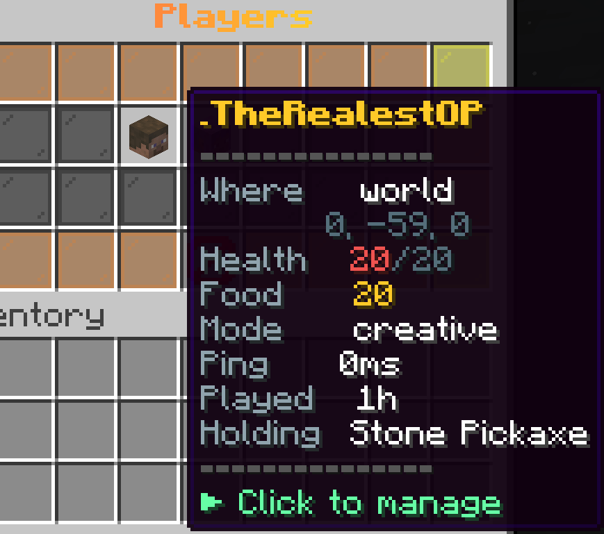Player details on hover
