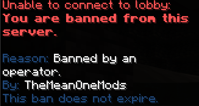 What a banned player sees