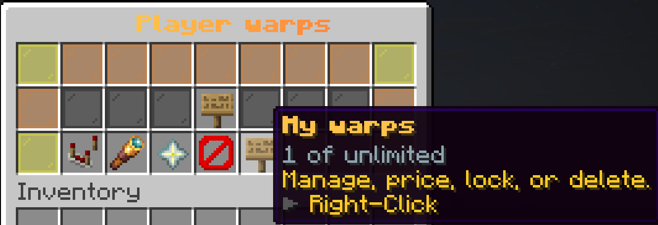 Browsing player warps